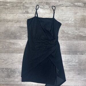 Trixxi Black Asymmetrical Spaghetti Strap Dress
